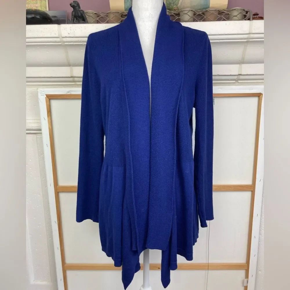 Chico's Royal Blue soft long open Draped Cardigan